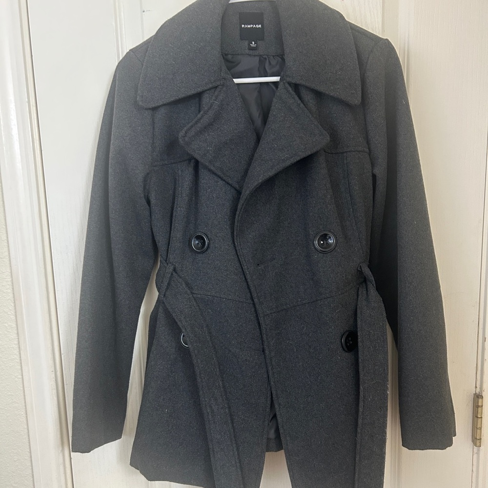 Rampage Charcoal Double-Breasted Pea Coat